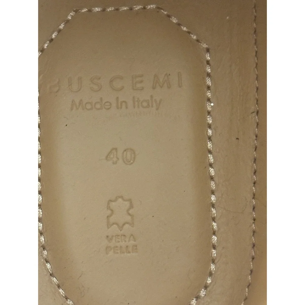 BUSCEMI Olive Green High Top Leather Lace Up Sneaker Gold Hardware Sz 40